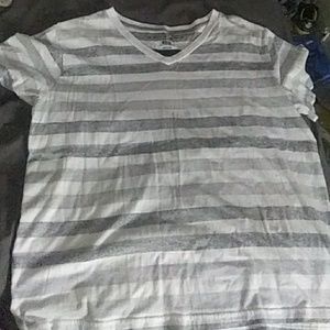 Striped short sleeve v-neck
